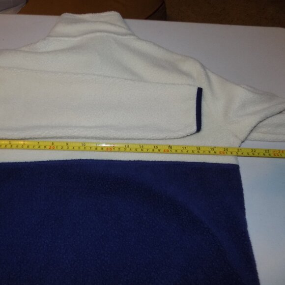 VINEYARD VINES Medium High Pile Sherpa Fleece 1/2 Zip Pullover Off-white Blue - Picture 5 of 6